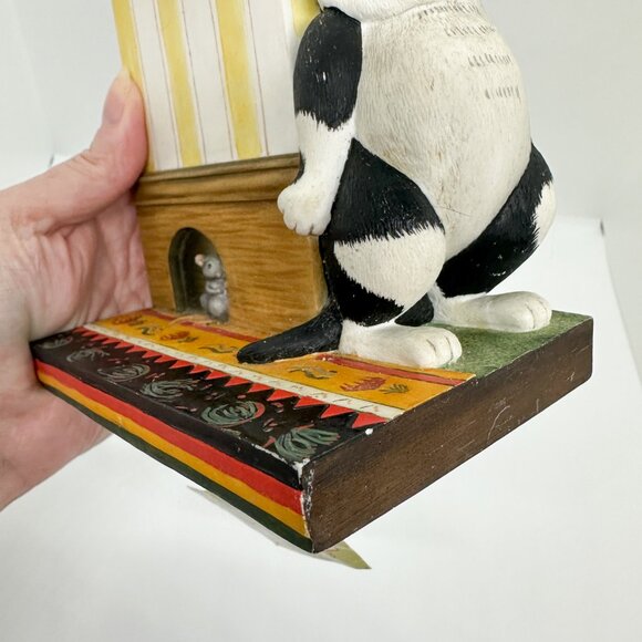 VTG Comic Curious Cats Tuxedo Cat Mouse Watching You Bookend Hide Figurine - Picture 10 of 12